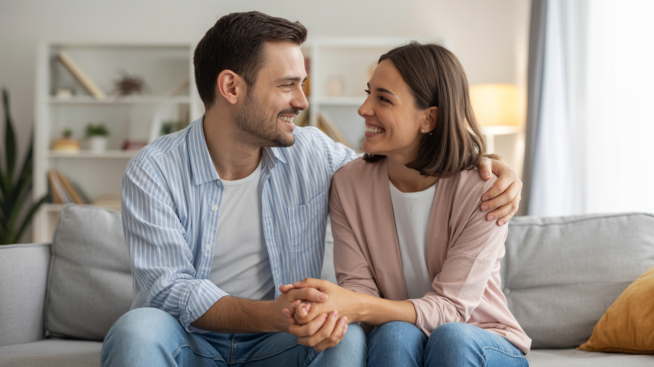 Casal feliz após terapia
